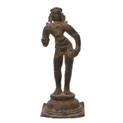 A BRONZE FIGURE OF A STANDING APSARA OR SOUTH INDIAN SAINT
PROPERTY FROM A PRIVATE FRENCH COLLECTION