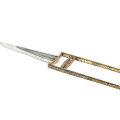 A GOLD KOFTGARI STEEL PUSH DAGGER A GOLD KOFTGARI STEEL PUSH DAGGER
