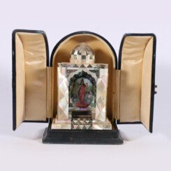Indian mother of pearl and abalone shell inlaid portable shrine (zushi) Indian mother of pearl and abalone shell inlaid portable shrine (zushi)