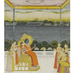 A painting of Krishna And Radha