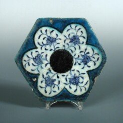 A Fine Glazed Blue and White, Mamluk tile